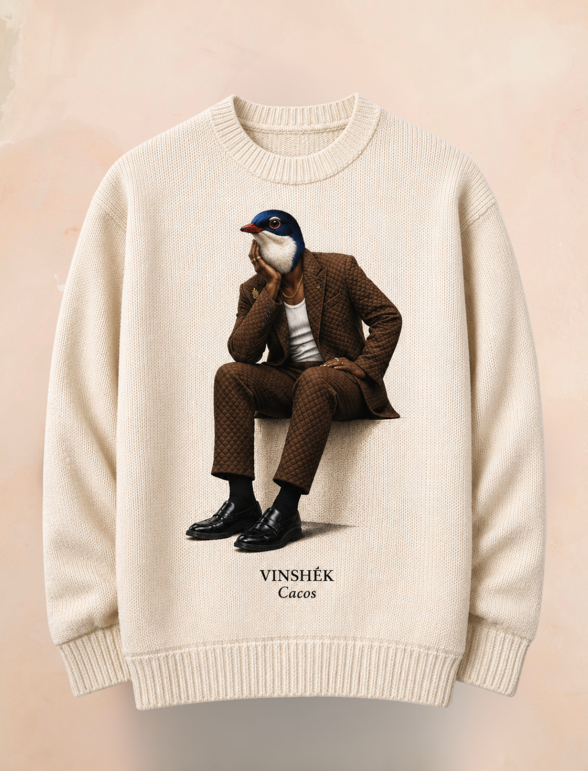 VINSHĒK Signature CACOS Beige Sweater [PRE ORDER]